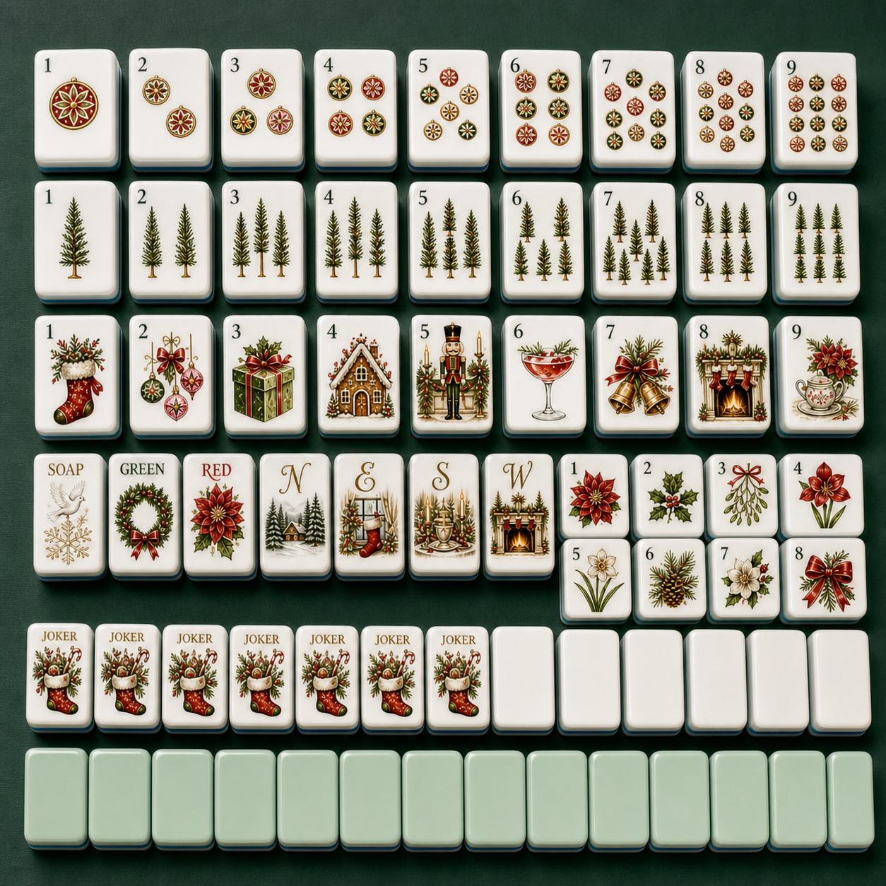 Festive Christmas American Mahjong, Holiday Stocking Nutcracker Fireplace Set, New Year Gift, Cozy Winter Game Tiles, Be