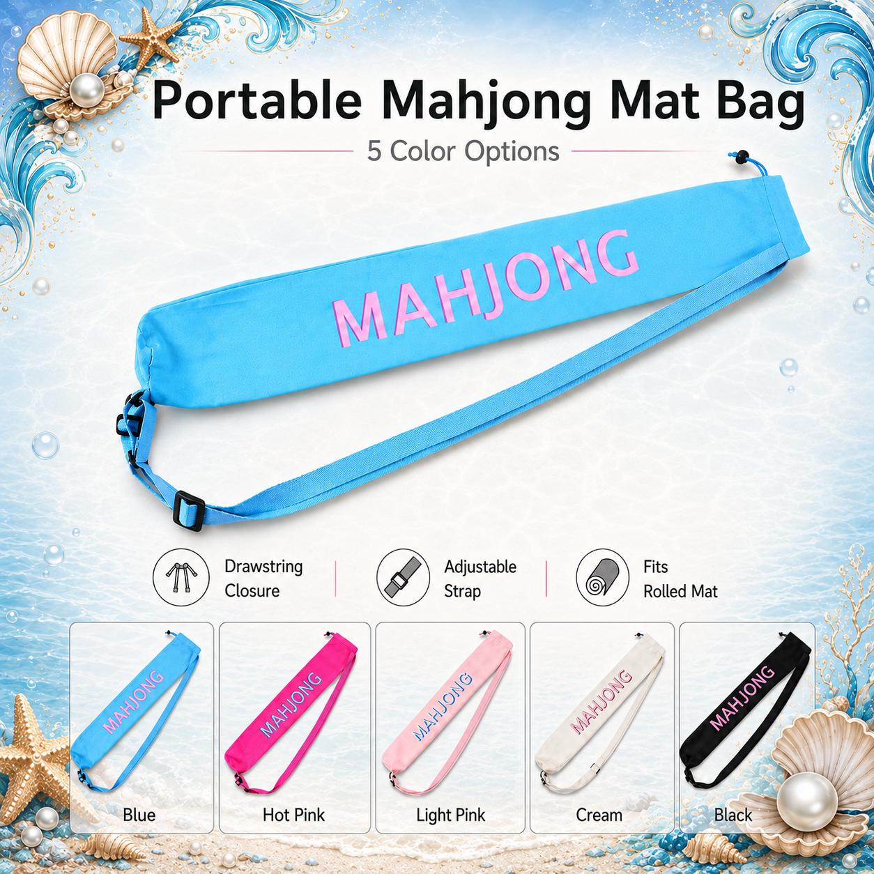 Beach American Mahjong Tiles, Nautical Mahjong Set with Optional Mat, Coastal Game Night Gift, Ocean Mahjong Accessories