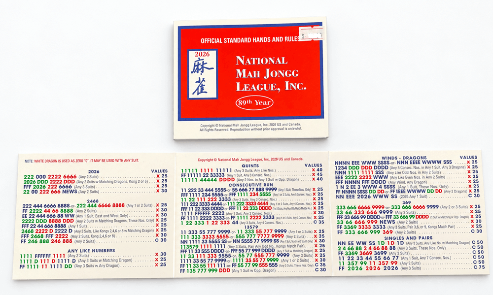 2026 NMJL Standard Card for American Mah Jongg